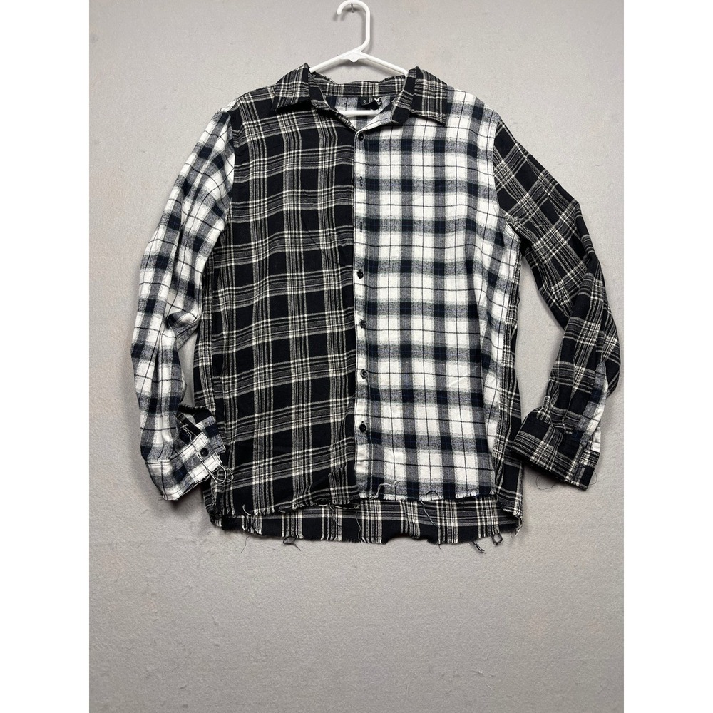 Goodfornothing Shirt Plaid Flannel Black White S Mens